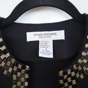 EVAN PICONE Elegant Cropped Black Sweater Jacket Size: Petite Small